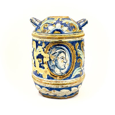 Lot 852 - A Maiolica portrait jar.