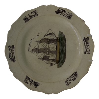 Lot 1324 - An early 19th century maritime creamware plate,...