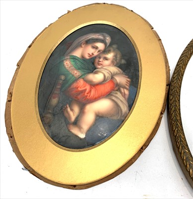 Lot 2483 - A continental oval porcelain plaque enamelled...