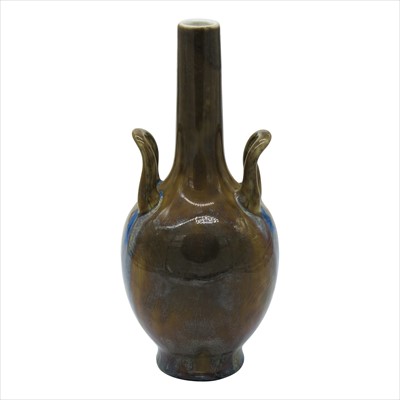 Lot 1351 - A Rostrand lustre glazed twin handled vase,...