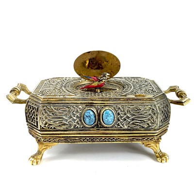 Lot 50 - A 20th century German gilt metal bird automaton music box.