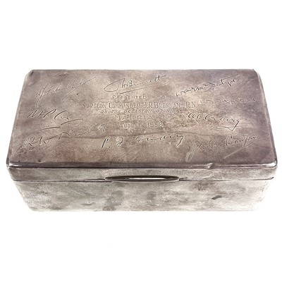 Lot 66 - A George VI silver cigarette box.