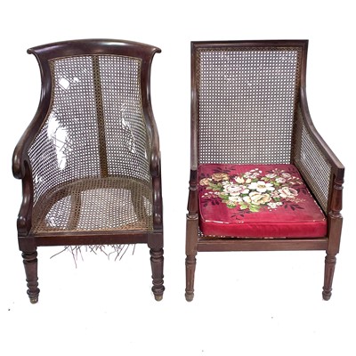 Lot 1895 - A late George III mahogany Bergere armchair.