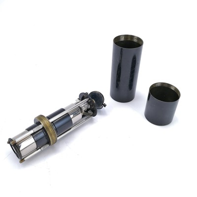 Lot 38 - A Spindler & Hoyer black lacquered brass field microscope circa 1920s.