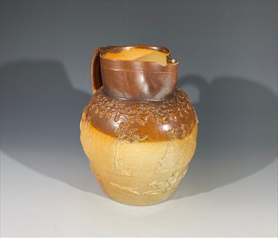 Lot 1358 - A late 18th century saltglaze harvest jug,...