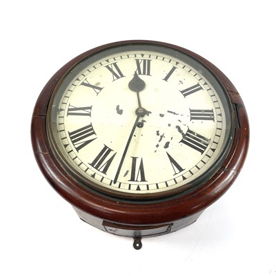 Lot 1703 - A late Victorian mahogany cased school wall clock.