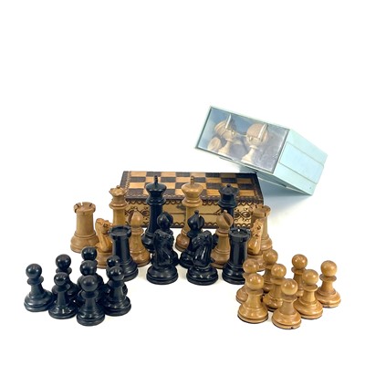 Lot 49 - A Staunton type boxwood and ebony weighted chess set.