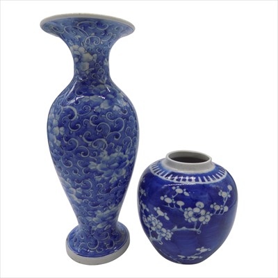 Lot 1147 - A Chinese blue and white porcelain baluster...