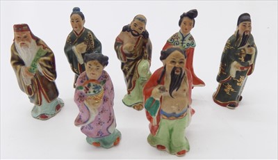 Lot 1149 - A set of six Chinese porcelain figures, early...