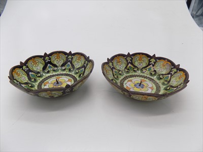 Lot 1150 - A pair of Chinese cloisonne candle trays, late...