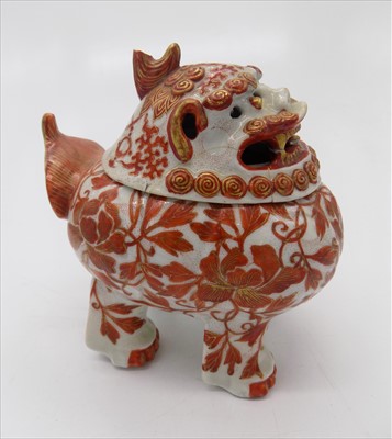 Lot 1157 - A Japanese Kutani porcelain incense burner in...