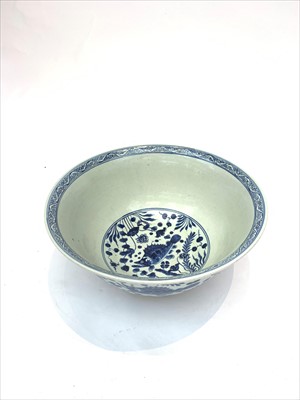 Lot 1160 - A large Chinese blue and white porcelain punch...