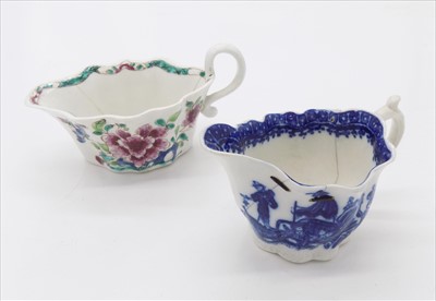 Lot 1371 - A Bow polychrome painted sauce boat, 1754, and...