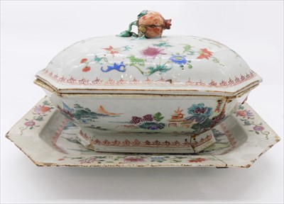 Lot 1164 - A Chinese famille rose tureen and stand, 18th...