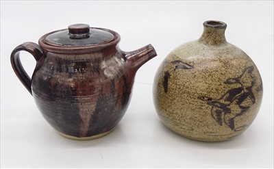 Lot 1374 - A St.Ives studio pottery teapot with tenmoku...