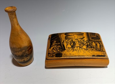 Lot 2402 - A Regency whitewood snuffbox the lid penwork...