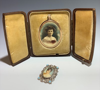 Lot 2406 - A tooled gilt leather miniature case...