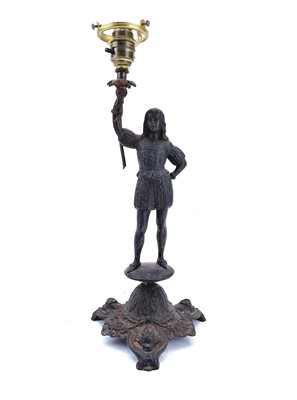 Lot 48 - A German cast iron table lamp by Zimmermann Hanau.