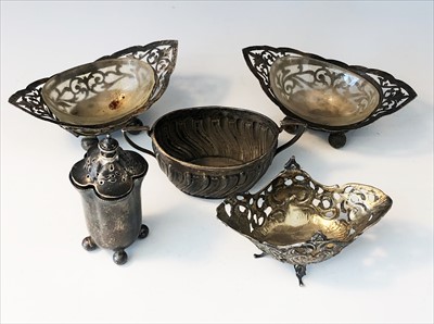 Lot 2052 - Five various silver condiments, 4.5oz.