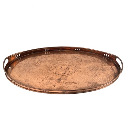Lot 42 - A Newlyn copper oval galleried tray.