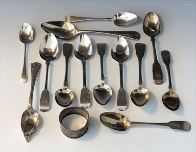 Lot 2053 - Various silver spoons, mostly Georgian,...