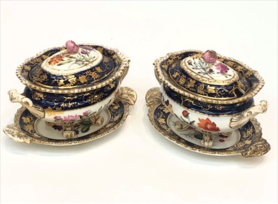 Lot 1394 - A pair of Coalport tureens with covers and...