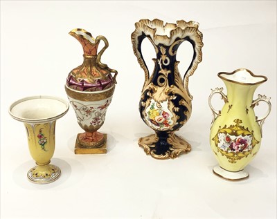 Lot 1395 - Three English porcelain vases and a ewer, all...