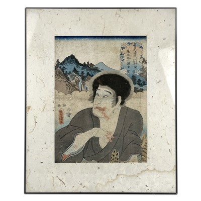 Lot 196 - Utagawa Kunisada, (Toyokuni III) (1786-1865) Portrait of an Actor, Woodblock print.