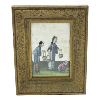 Lot 1172 - A Chinese painting on rice paper of two female...