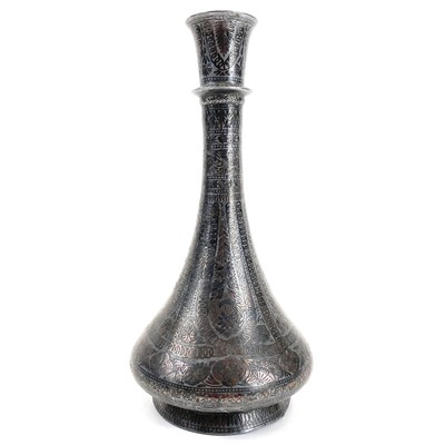 Lot 113 - A 19th century Persian white metal damascened bottle vase.