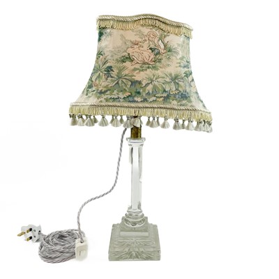 Lot 29 - An Edwardian cut glass table lamp.