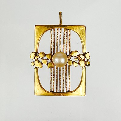 Lot 434 - A modernist silver rose quartz set pendant, and a gold plated pendant by Kordes & Lichtenfels.