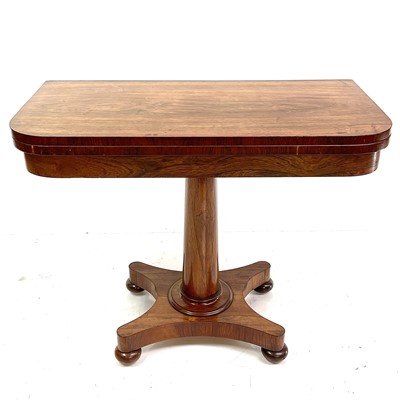 Lot 1924 - An early Victorian rosewood fold top card table.