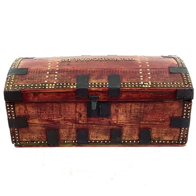 Lot 1865 - A Victorian elm dome top carriage trunk.