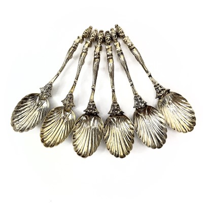 Lot 105 - A set of six 19th century French silver coffee spoons.