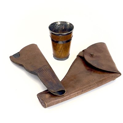 Lot 25 - A leather gun holster stamped 'COL 1938'.