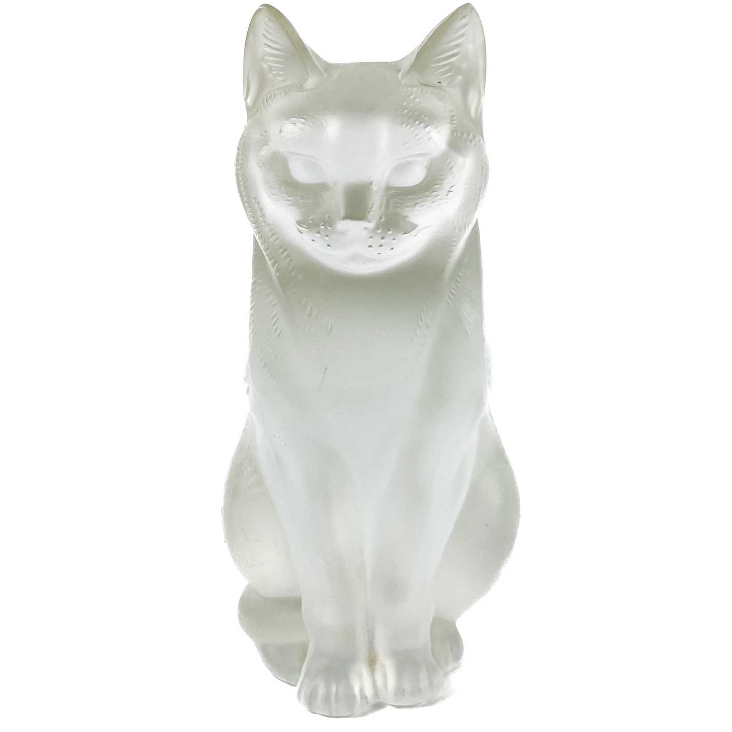 Lot 920 - A Lalique frosted glass cat sculpture, 'Chat Assis'.
