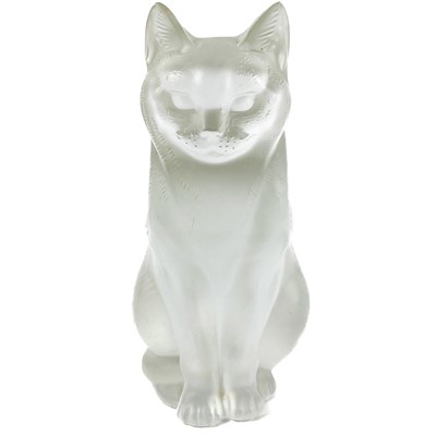 Lot 920 - A Lalique frosted glass cat sculpture, 'Chat Assis'.