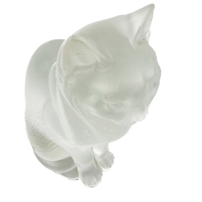 Lot 920 - A Lalique frosted glass cat sculpture, 'Chat Assis'.