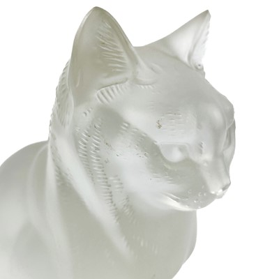 Lot 920 - A Lalique frosted glass cat sculpture, 'Chat Assis'.