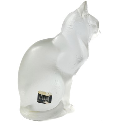 Lot 920 - A Lalique frosted glass cat sculpture, 'Chat Assis'.