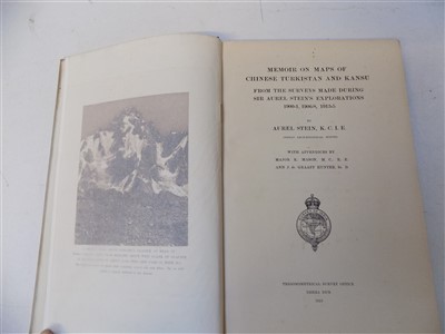 Lot 433 - AUREL STEIN "Memoir on Maps of the Chinese Turkistan and Kansu from the surveys made during Sir Aurel Stein's Explorations 1900-1, 1906-8, 1913-5"