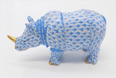 Lot 1378 - A Herend porcelain rhino.