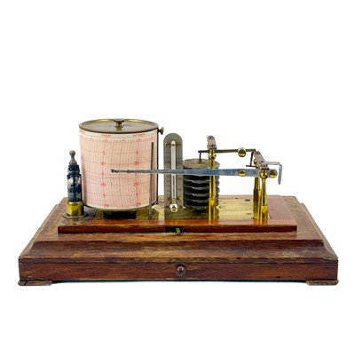 Lot 78 - A brass and oak barograph.