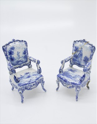 Lot 1442 - A pair of tin glazed earthenware...