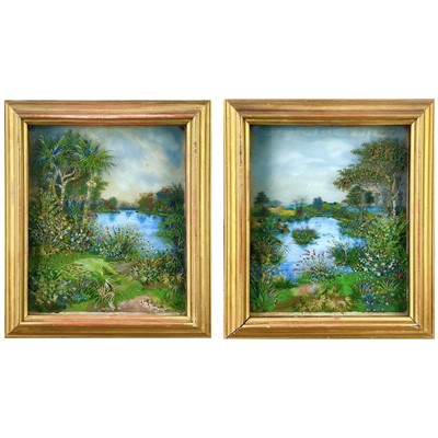 Lot 63 - A pair of early 20th century possibly South American mixed media high relief dioramas.
