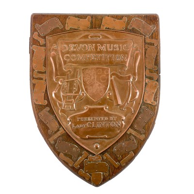 Lot 284 - A Newlyn copper trophy shield for the Devon Music Competition.