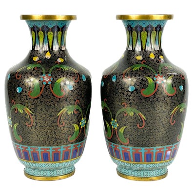 Lot 38 - A pair of Chinese cloisonne vases, circa 1900-1920.