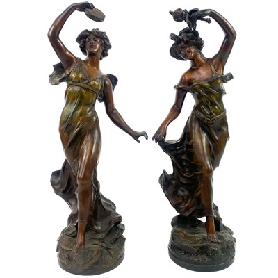 Lot 46 - A pair of French spelter figures.