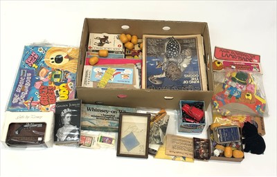 Lot 566 - Misc. toys and ephemera in large box including...